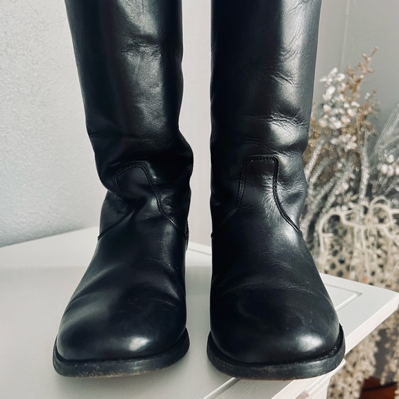 Frye Melissa Button Back Zip Black leather boots women size 6.5 - Picture 7 of 10